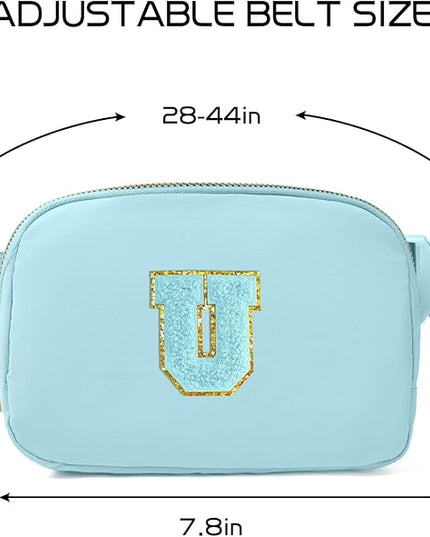 Gitus Gifts for 8 9 10 11 12 Year Old Girls Belt Bag Fanny Pack Crossbody Bags with Initial Letter Patch Cute Stuff Birthday Gifts for Teen Girls Women Personalized Trend Stuff (Icing Blue-U)
