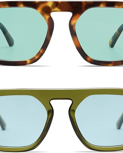 VANLINKER Oversized Retro Square Aviator Sunglasses for Women Men 70s Vintage Style Trendy Big Flat Top Sun Glasses VL9826