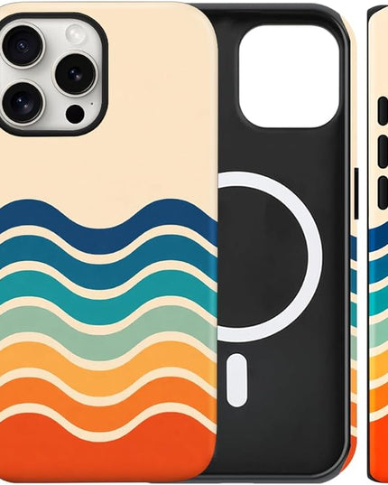 Magnetic for iPhone 13 Pro Max Case Cute Frog Stripes Phone Case, Summer Shockproof Slim TPU and Hard PC Protective Phone Cover Compatible with MagSafe Designed for Women Girls
