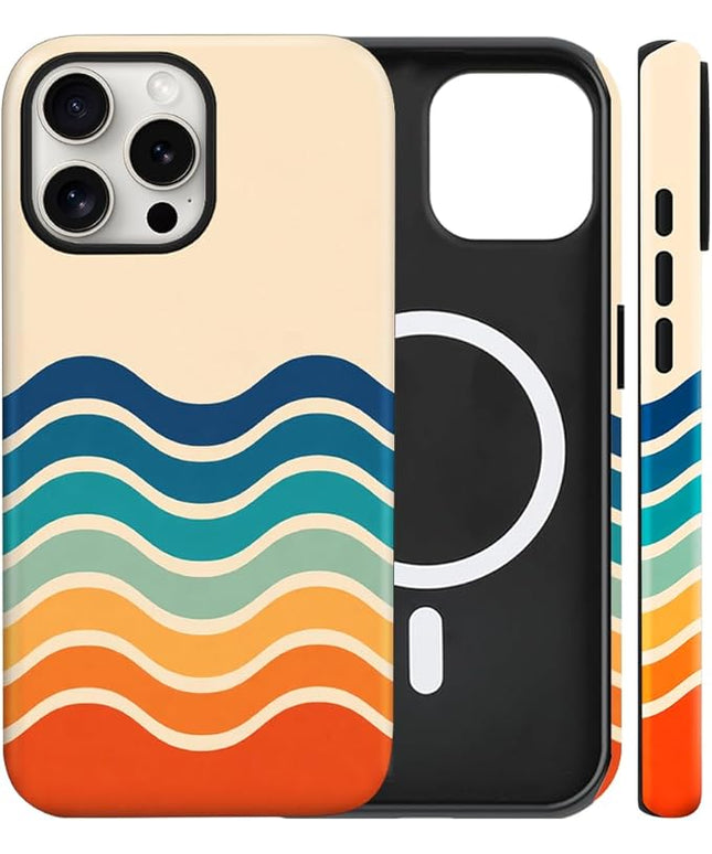 Magnetic for iPhone 13 Pro Case Cute Frog Stripes Phone Case, Summer Shockproof Slim TPU and Hard PC Protective Phone Cover Compatible with MagSafe Designed for Women Girls
