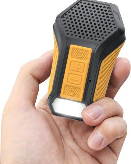 INGA Wearable Bluetooth Speaker, Mini Clip-on Portable Speaker with Light & Warning Lamp, Built-in Mic, Hands-Free Calling, for Work, Cycling, Golf & Outdoor Use (Yellow)
