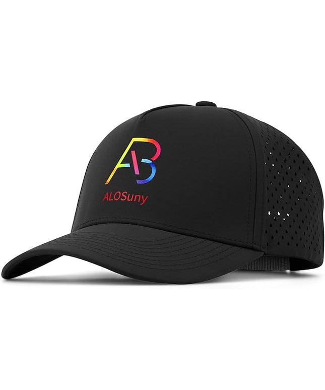 AB ALOSUNY Men Adjustable Baseball Cap with Curved Breathable Quick-Drying Laser-Cut Mesh Back Closure Hat