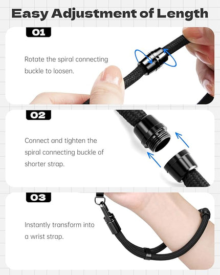TiMOVO 3-in-1 Phone Lanyard, Detachable Phone Strap with Tether Tab, Adjustable Anti-Theft Crossbody Lanyard
