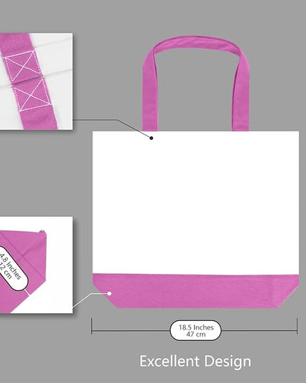 TOPDesign 1-Pack Super Strong Large 12oz Cotton Canvas Tote Bag, Reusable Grocery Shopping Cloth Bag, Fashionable Two-Tone Tote for Crafts, DIY Your Creative Designs