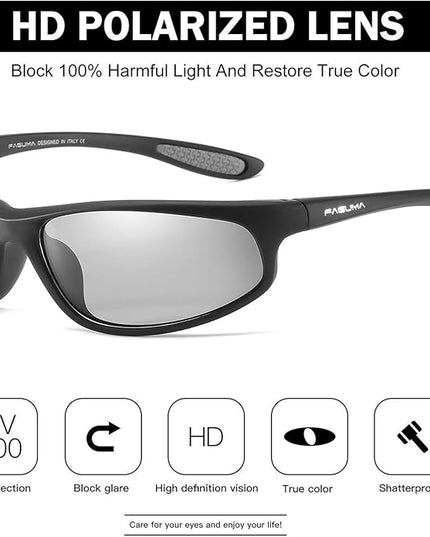 FAGUMA Polarized Sports Sunglasses For Men Cycling Driving Fishing UV400 Protection
