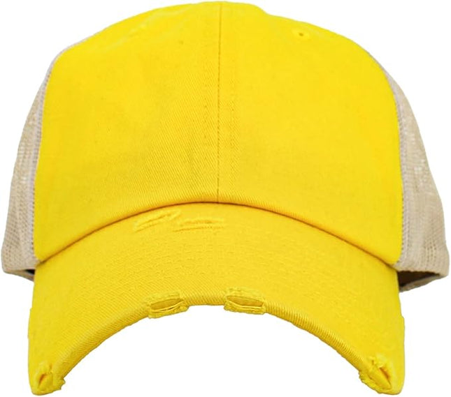KBETHOS Vintage Washed Distressed Cotton Dad Hat Baseball Cap Adjustable Polo Trucker Unisex Style Headwear