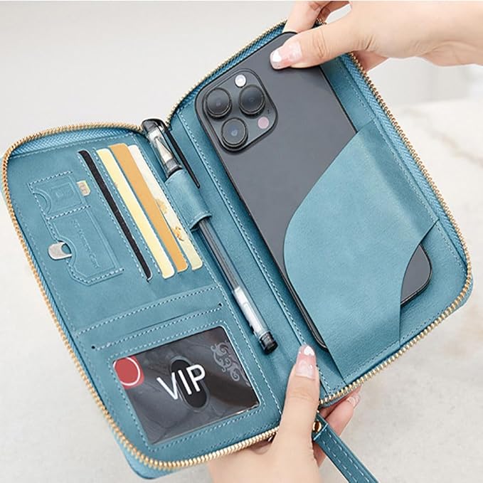 Passport Holder for Travel Women and Men RFID Passport Holder with Card Slots Holder Passport Case Passport cover Passport Wallet Travel Essentials and Accessories (Zipper, Blue Zipper)