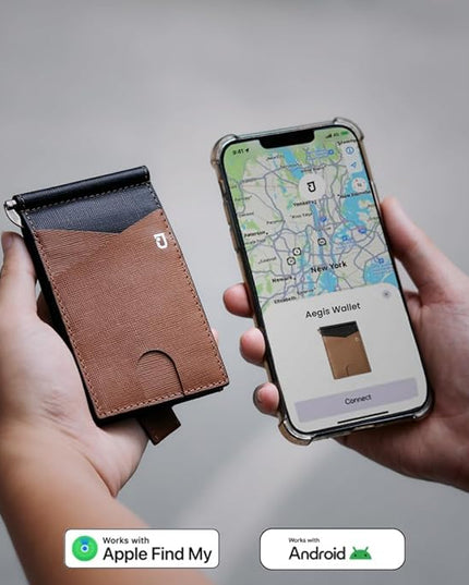 Jenoss Smart Tracking Wallet For Men: Smart Tracker Works with Apple Find My Full Grain Leather, Slide Pop Up Card, Minimalist Compact 12 Cards Slot Organizers ID Money Clip