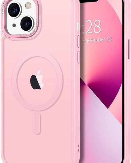 Hython Case for iPhone 13 Mini Case Magnetic Translucent Matte Phone Cases 5.4" [Compatible with MagSafe] Thin Slim Fit Shockproof Bumper Hard Protective Cover for Women Men Girls, Frosted Tender Pink