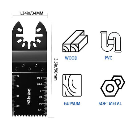 100pcs Oscillating Saw Blades Universal Wood Multitool Blades Quick Release Oscillating Tool Blades Kits Fit Porter Cable Black & Decker Rockwell Ridgid Ryobi Milwaukee Chicago Craftsman