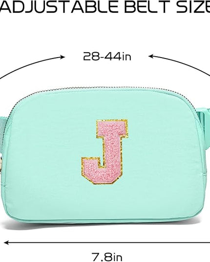 Gitus Belt Bag Fanny Pack Crossbody Bags with Initial Letter Patch Cute Stuff Birthday Gifts for Teenager Girls Trendy Preppy Stuff for Teen Girls Cool Stuff for Teens (Mint Green-J)