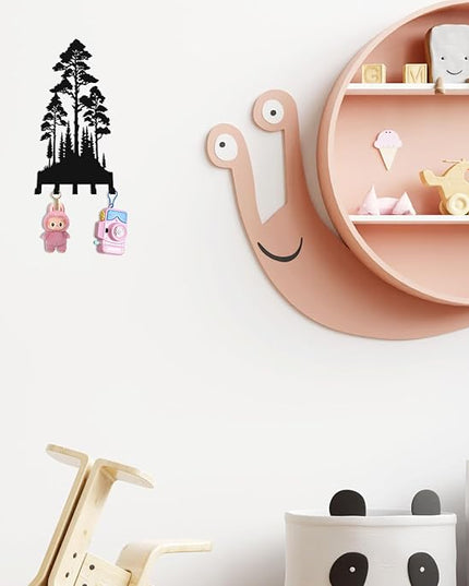 useNumber Metal Key Holder for Wall,Lofty and Dense Trees Key Hooks Wall Mount Whith 5 Hooks,Black Metal Key Hanger Wall Decor for Front Door,Hallway,Entryway,Office