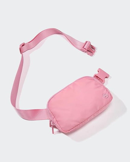 Pander Two Way Zipper Fanny Pack Nylon Everywhere Belt Bag for Women, Water Repellent Waist Packs, Crossbody Bags with Adjustable Strap (Light Pink).