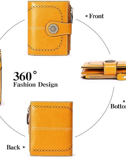 SENDEFN Small Womens Wallet Leather Bifold Card Holder RFID Blocking with Zipper Coin Pocket
