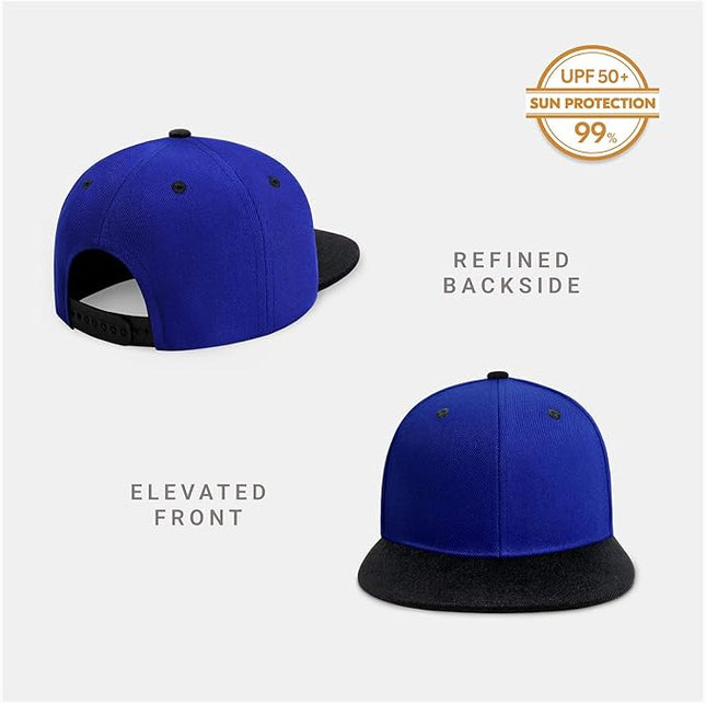 CHOK.LIDS Flat Bill Visor Classic Snapback Hat Blank Adjustable Brim High Top End Trendy Color Style Plain Tone Baseball Cap