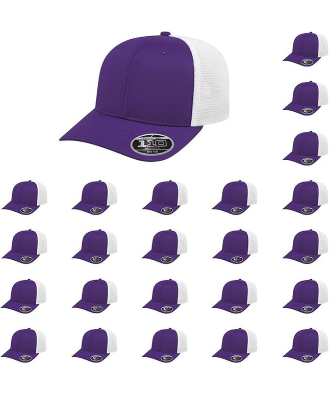 Cap America i8502 Flexfit 110 Premium Mid Profile 6-Panel Mesh Back Trucker Cap Hat w/UV Guard & Adjustable Snapback
