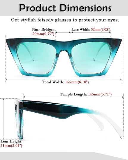 FEISEDY Vintage Square Cat Eye Sunglasses Women Trendy Cateye Sunglasses B2473