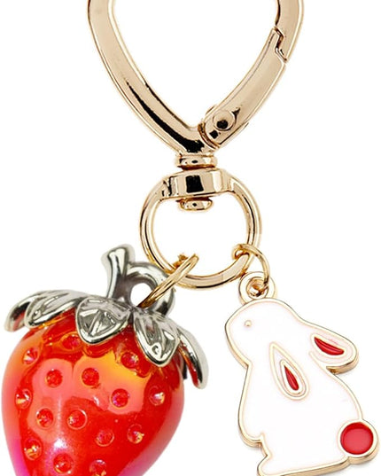 Agromusk Cute Strawberry Keychain,Bag Charms,Kawaii Heart Flower Daisy Key chains Accessories Decor for Girls Purse Gift