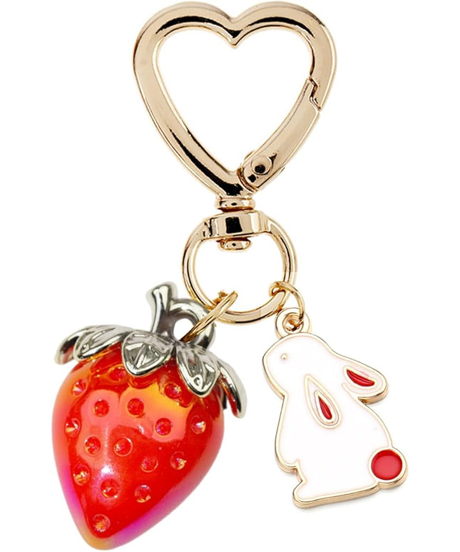 Agromusk Cute Strawberry Keychain,Bag Charms,Kawaii Heart Flower Daisy Key chains Accessories Decor for Girls Purse Gift