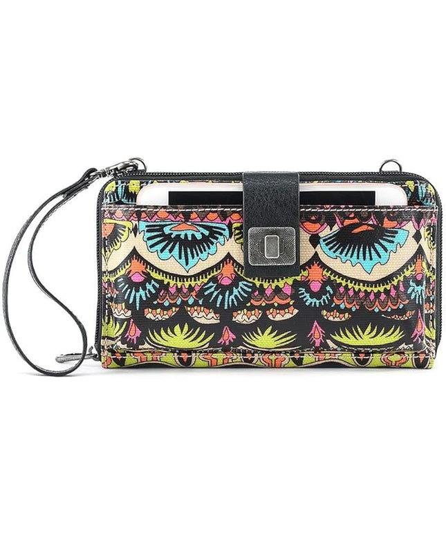 Sakroots Artist Circle Smartphone Crossbody in Coated Canvas, Detachable Wristlet Strap
