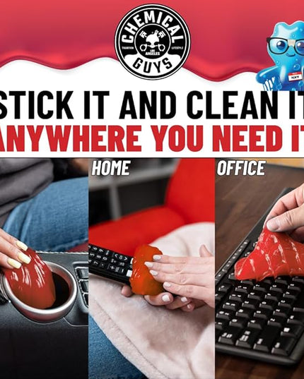 Chemical Guys Sticky Icky Car Cleaning Gel, Sweet Strawberry, Interior Car Cleaner, Reusable Automotive Crevice & Interior Dust Cleaner for Air Ventss, Cup Holders & Keyboards, 0.88 Ounce (Pack of 4)