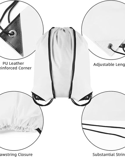 GoodToU Drawstring Bags - Nylon Gym & Travel Drawstring Backpack (White, 80Pcs)