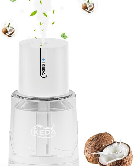 Ikeda Essential Oil Diffuser, 100ml Glass Car Essential Oil Diffuser,Portable Car Aroma Air Diffuser, 3 Timers & 300 mAH Battery Operated Mini Humidifier Diffuser, Auto Shut-Off, White