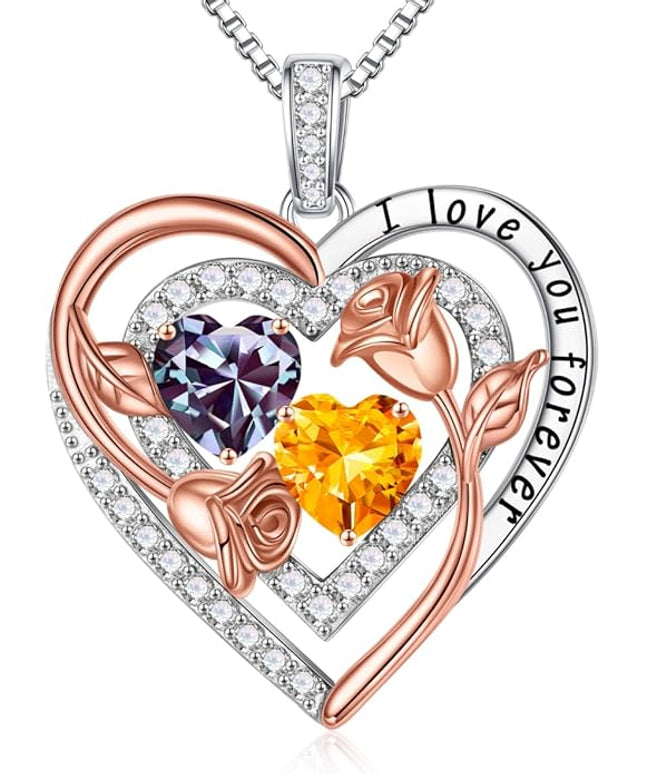 Iefil Christmas Gifts for Women - Sterling Silver Birthstone Necklace Anniversary Birthday Gifts for Her Wife Mom Daughter