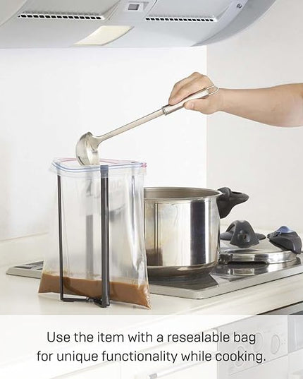 YAMAZAKI Home Tower Kitchen Multi Eco Stand - Multifunctional Plastic Bag Holder Bottle Dryer - Steel