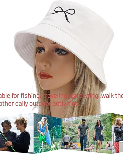 Cotton Bucket Hat for Women Men Summer Travel Sun Beach Bucket Cap, Unisex Outdoor Fisherman Hat