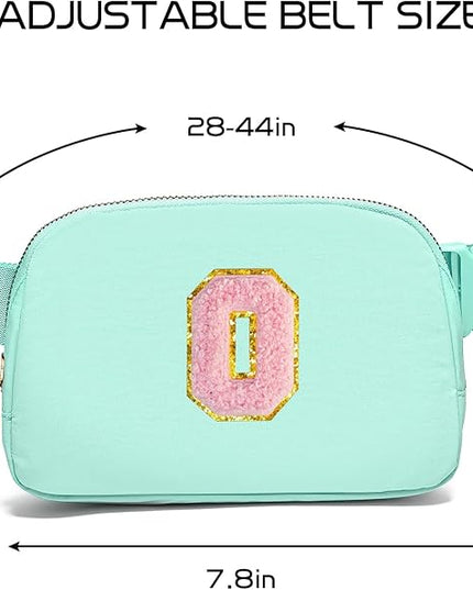 Gitus Belt Bag Fanny Pack Crossbody Bags with Initial Letter Patch Cute Stuff Birthday Gifts for Teenager Girls Trendy Preppy Stuff for Teen Girls Cool Stuff for Teens (Mint Green-O)