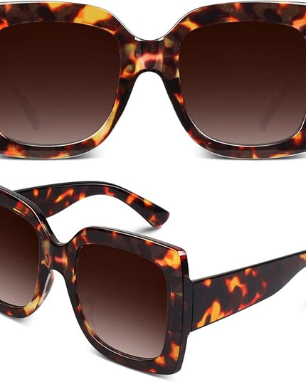 GQUEEN Oversized Square Frame Sunglasses Womens Retro Vintage Trendy Shades,S904