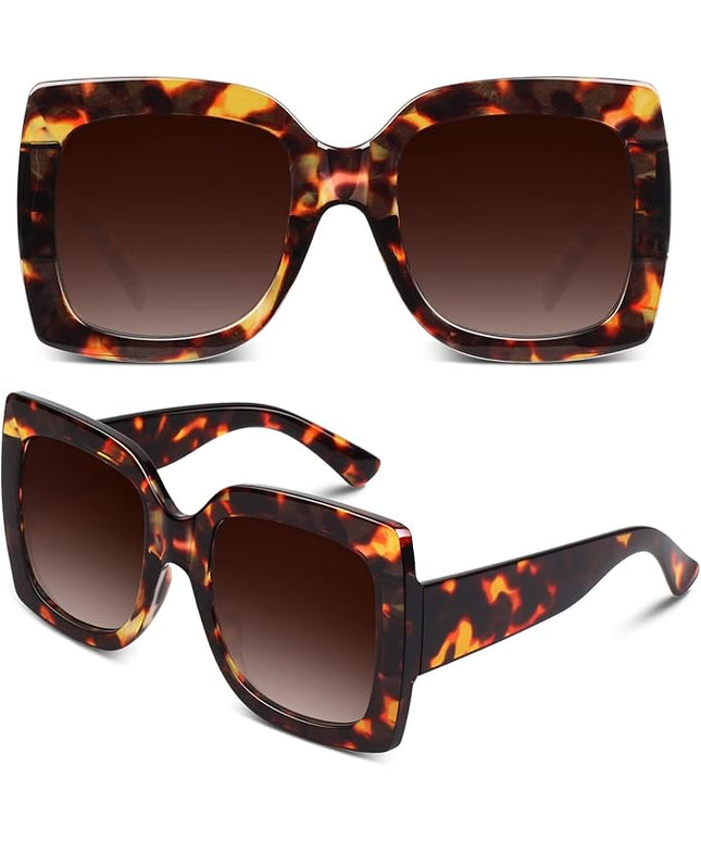 GQUEEN Oversized Square Frame Sunglasses Womens Retro Vintage Trendy Shades,S904