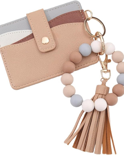Wristlet Keychain for Women Silicone Key Ring Bracelet Wristlet Wallet Bracelet Keychain Card Holder Keyring