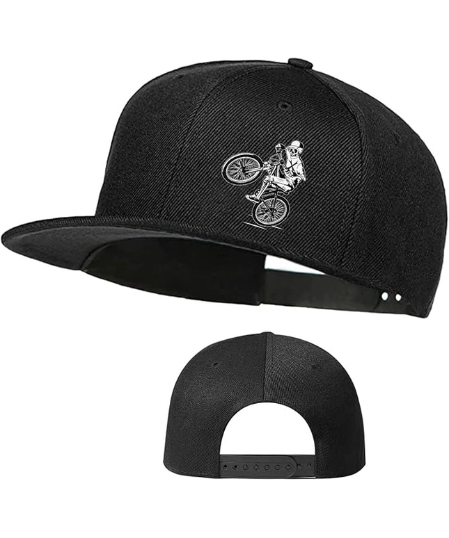 Skull Finger Flat Bill Hats for Men Black Mens Snapback Hat Baseball Cap Fitted Hat Rock N Roll Skeleton Hand Snap Backpack