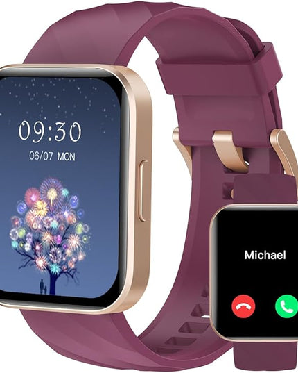 RUIMEN Smart Watches for Women Men (Answer/Make Calls) Compatible with iPhone/Android Phones, 1.85" HD Screen Fitness Tracker Heart Rate Monitor 100+ Sports Tracker Watch Waterproof (Purple)
