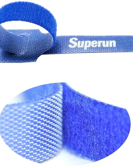 Superun 50 Pcs Multi-Color 10 Inch Fastening Cable Ties Reusable Cord Organizer, Adjustable Hook and Loop Wire Wrap Cable Management