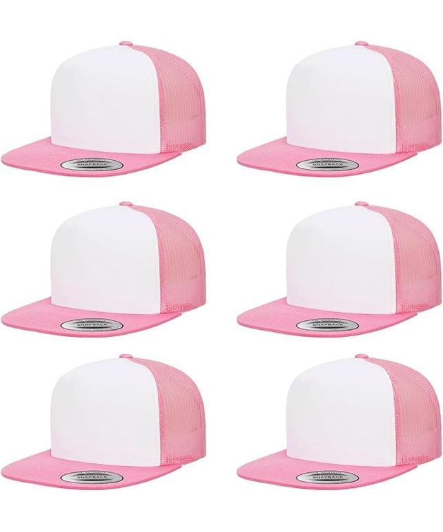 Yupoong 5-Panel YP Classic Trucker Cap | High Profile Flat Visor Snapback | OSFM | Bulk Packs Available