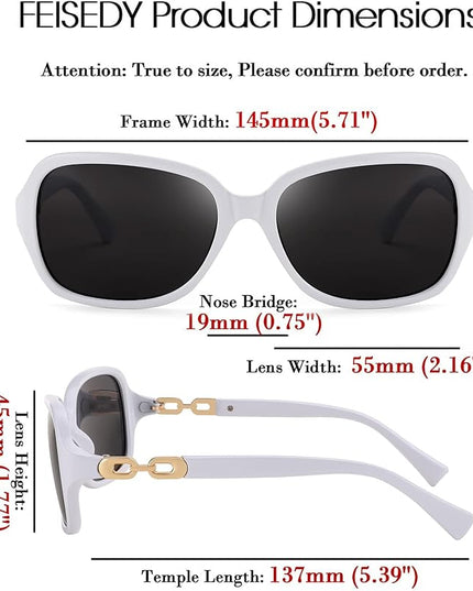 FEISEDY Vintage Square Polarized Sunglasses for Women UV400 Travel Driving Fashion Arcuate Sunglasses B2526