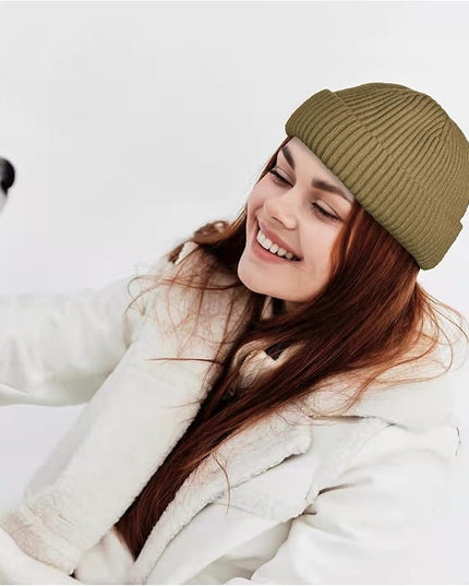 ROYBENS Wool Fisherman Beanie for Men Women, Knit Cuffed Fleece Lined Beanies Winter Warm Hat Skull Cap Unisex