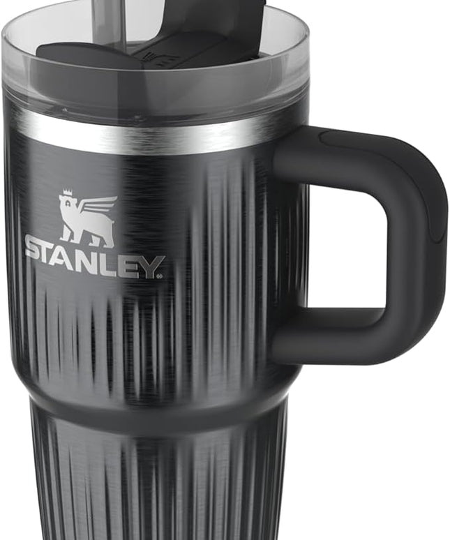 STANLEY Quencher H2.0 Tumbler with Handle and Straw 20 oz | Flowstate 3-Position Lid | Cup Holder Compatible for Travel | Insulated Stainless Steel Cup | BPA-Free | Fluted Black