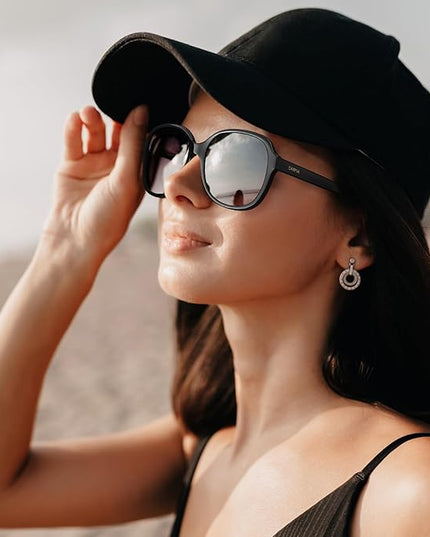 CARFIA Acetate Oversized Square Polarized Sunglasses for Women UV Protection Retro Trendy Big Shades