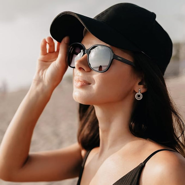 CARFIA Acetate Oversized Square Polarized Sunglasses for Women UV Protection Retro Trendy Big Shades