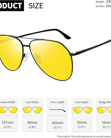 Joopin Polarized Metal Aviation Sunglasses Men, Classic Military Sun Glasses Women, Rectangle Shades UV400 Protection Costume