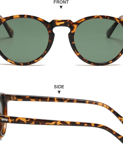 Gleyemor Vintage Polarized Sunglasses for Men Round Sunglasses UV400 Protection Retro Hand-crafted Acetate Frame