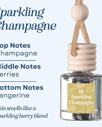 C&E Craft Co Hanging Car Air Freshener Diffuser 2 Pack, Long Lasting Fragrance Oil Car Freshener, Glass Bottle Auto Air Freshener, Made in USA (Sparkling Champagne)