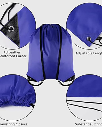 GoodtoU Drawstring Bags, Nylon Backpack Draw String Back Bag Cinch Sack Gym Bag for Sport, Traveling, Team (Blue, 80Pcs)