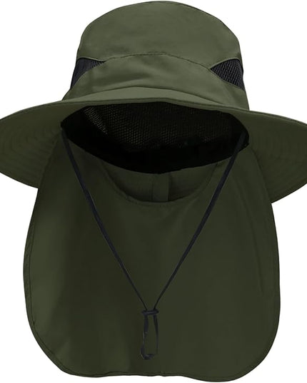 NPQQUAN Sun Hats for Men Women with Neck Flap UPF 50+ UV Protection Wide Brim Bucket Hat Safari Hiking Fishing Hats