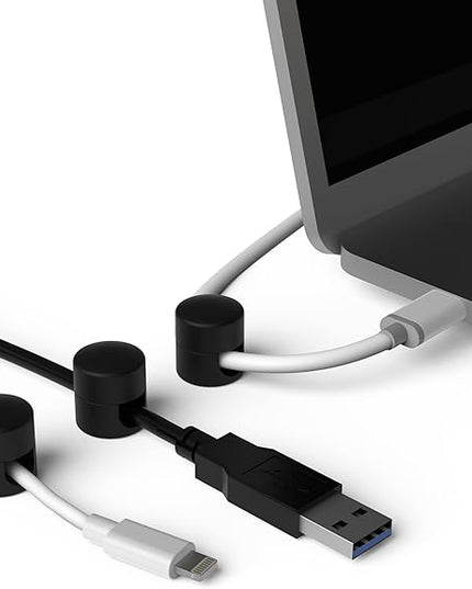 Cable Anchors for Desk Organization Black | Premium Aluminum Cord Organizers | Charger + Cable Management Clips for Home & Office | Stylish, Sturdy, & Functional | (3 Pack)