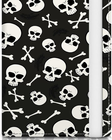 Passport Holder for Travel Essentials, RFID Premium Leather Passport Wallet Cover Case for Travel Must Haves Accessories, Passport Book Holders for Women Men Black White Skulls